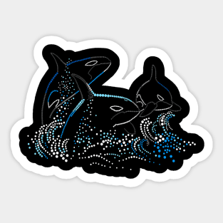 Orca Whale Family Sea Animal Wildlife Dot Sticker